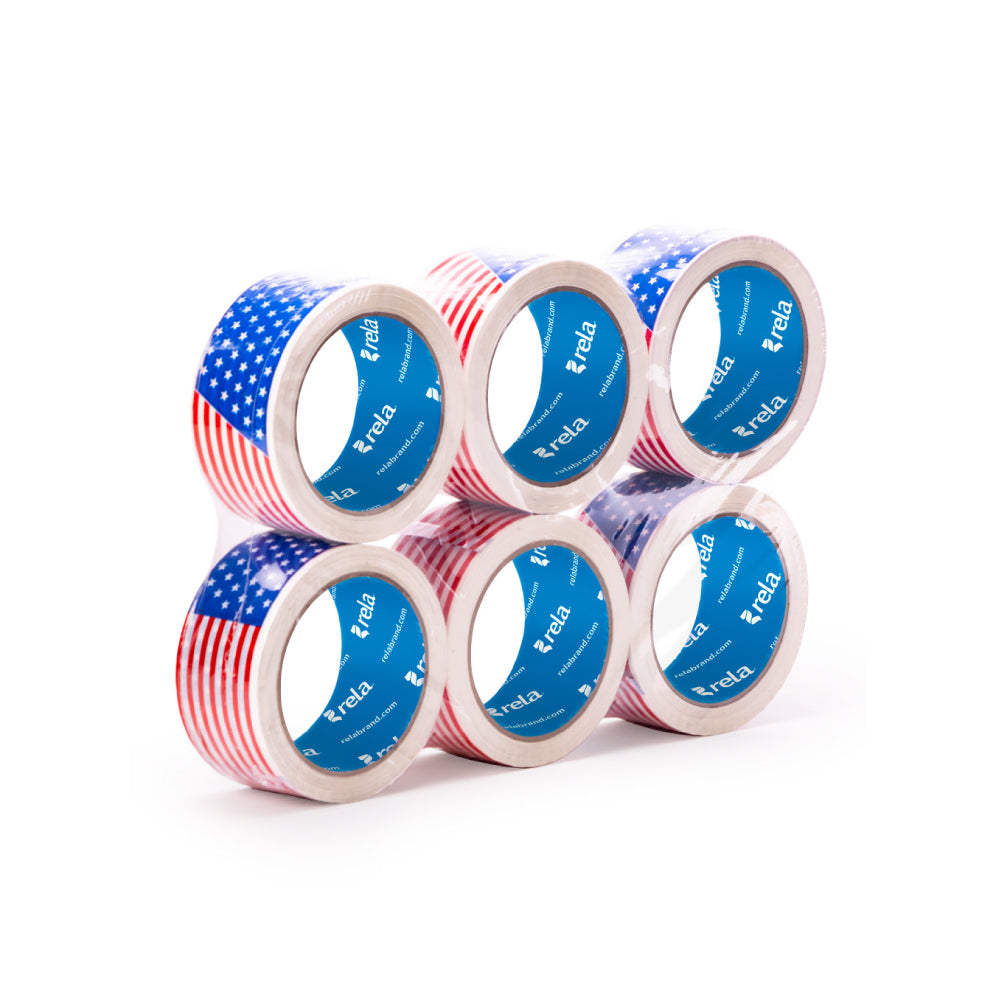 Printed Packaging Tape USA FLAG (6 Pack)